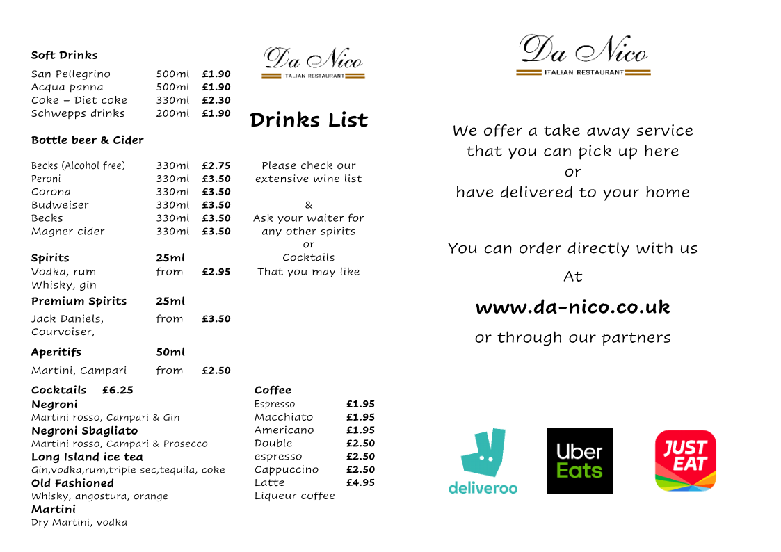 Menu Da Nico Italian Restaurant-5